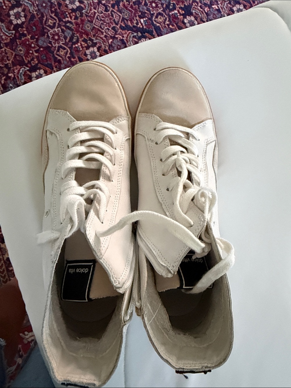 Dolce Vita Cream and Tan High-Top Sneakers